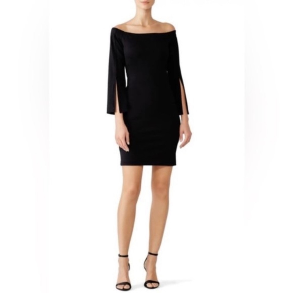 Amanda Uprichard Black Bodycon Off Shoulder Mill Dress Sz S